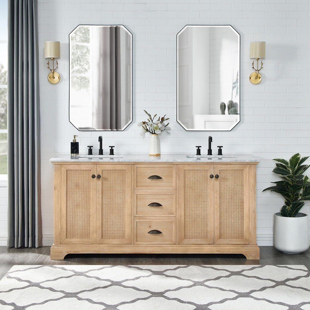 Meuble-lavabo Hervas avec plateau en marbre naturel sans miroir