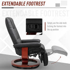 Fauteuil inclinable manuel pivotant et réglable en similicuir HomCom avec repose-pieds confortable et relaxant