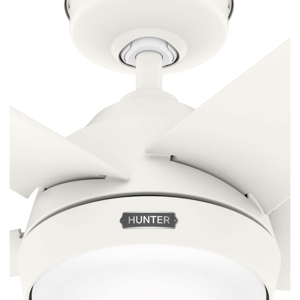 Ventilateur de plafond extérieur Hunter 52 Skyflow avec kit d'éclairage LED, commande murale - Côtier moderne contemporain - WeatherMax - CLASSÉ HUMIDE !