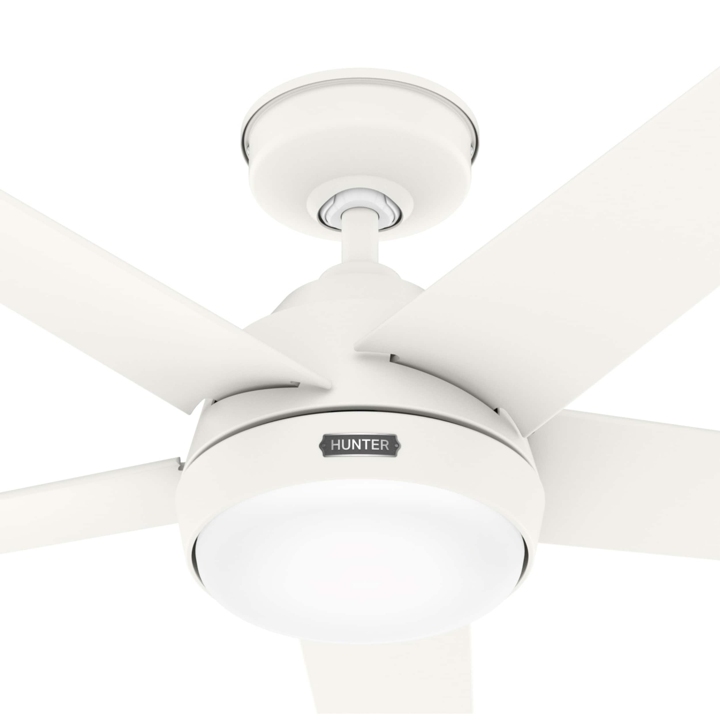 Ventilateur de plafond extérieur Hunter 52 Skyflow avec kit d'éclairage LED, commande murale - Côtier moderne contemporain - WeatherMax - CLASSÉ HUMIDE !