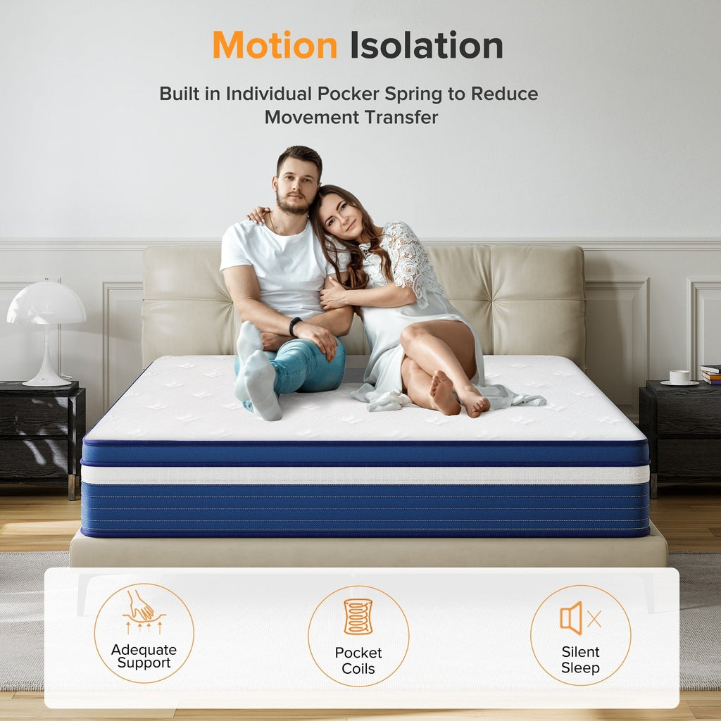 Matelas à ressorts SweDrea 25 cm mi-ferme à plateau-coussin pour soulager les maux de dos et rafraîchir, certifié CertiPUR-US, SGS et OEKO-TEX.