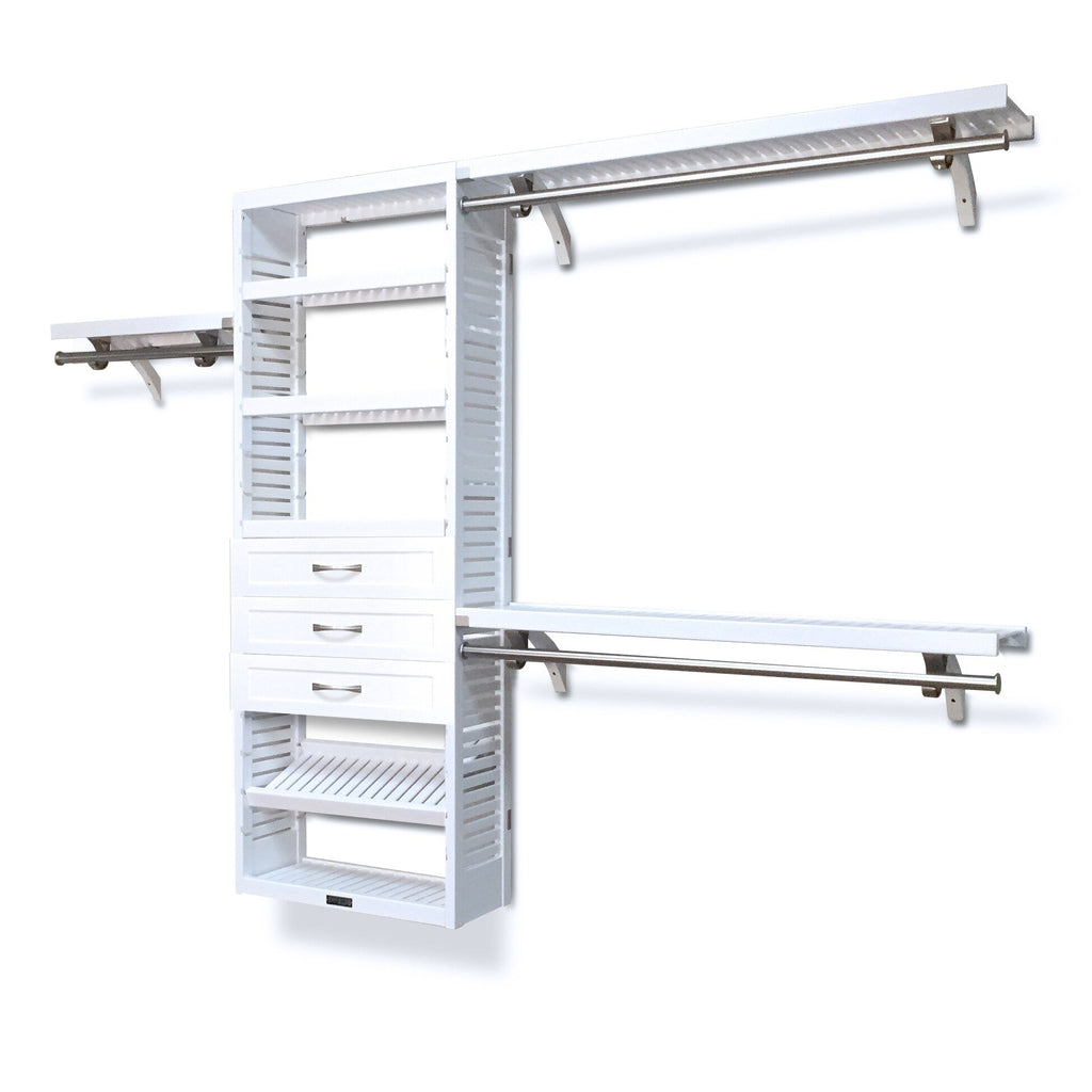 Système de placard en bois massif John Louis Home avec 3 tiroirs blanc