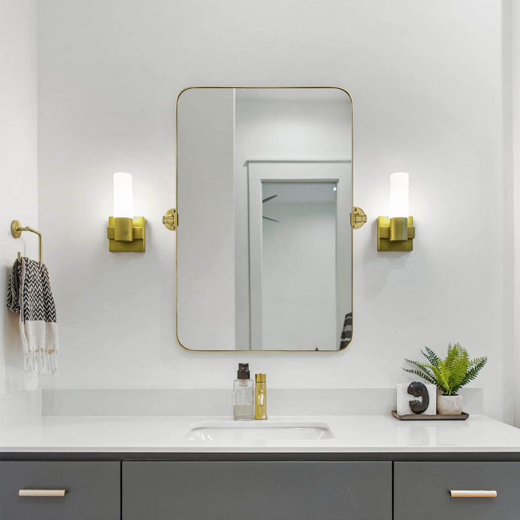 Miroir mural rectangulaire pivotant et inclinable en métal TEHOME Jonathan