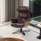 Fauteuil inclinable Jovan 31,5 en bois courbé et cuir véritable