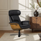 Fauteuil inclinable Jovan 31,5 en bois courbé et cuir véritable