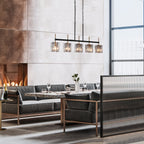 Lustre linéaire moderne Kasy à 5 lumières en verre texturé pour îlot de cuisine, design unique