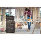 Boîte à outils mobile 3 pièces Keter Stack-n-Roll, rangement et organisation d'outils, système de boîte à outils modulaire en résine durable