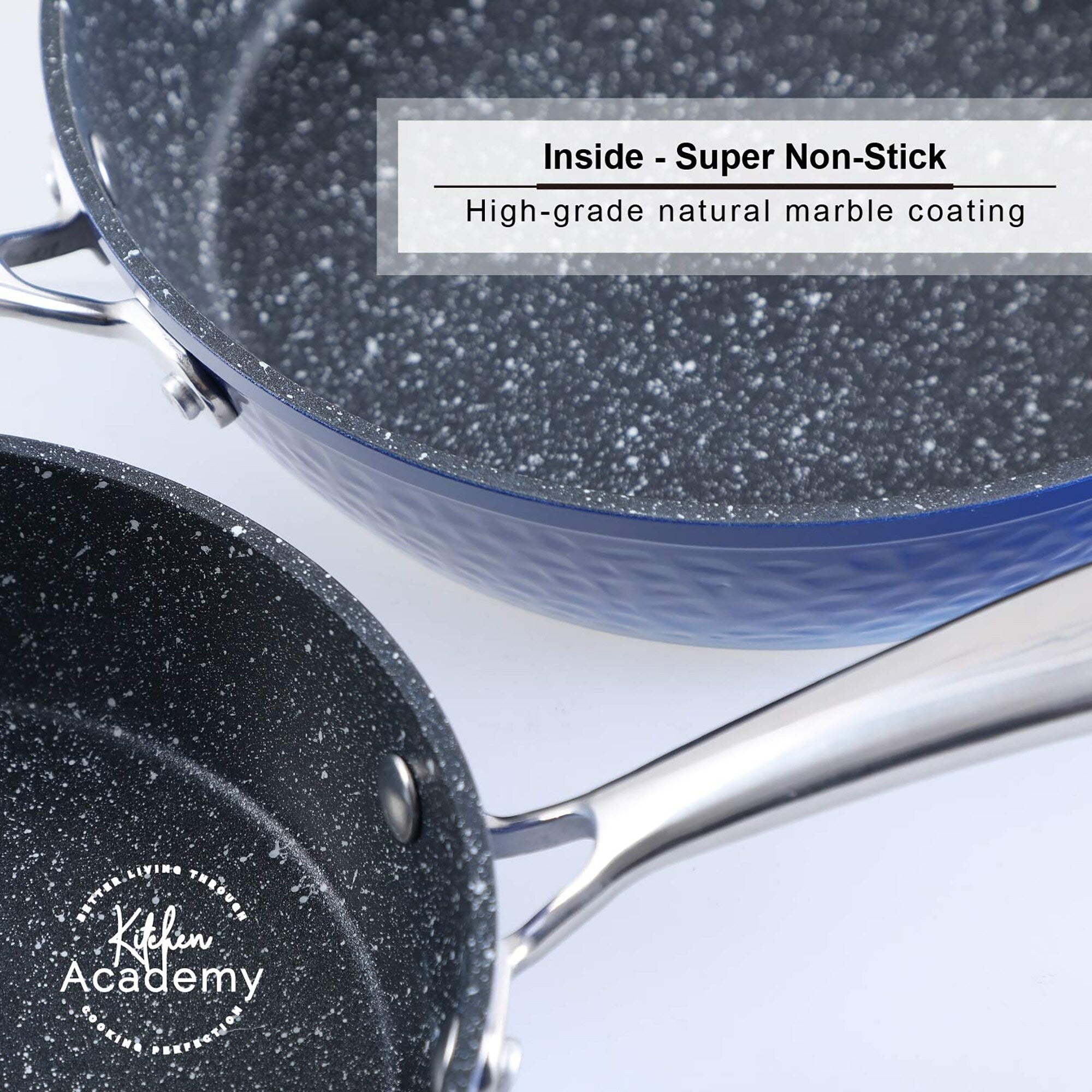 Batterie de cuisine en granit, poêles et casseroles antiadhésives, 12/15/30 pièces