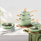 Batterie de cuisine antiadhésive, ensemble de 12 casseroles et poêles en granit