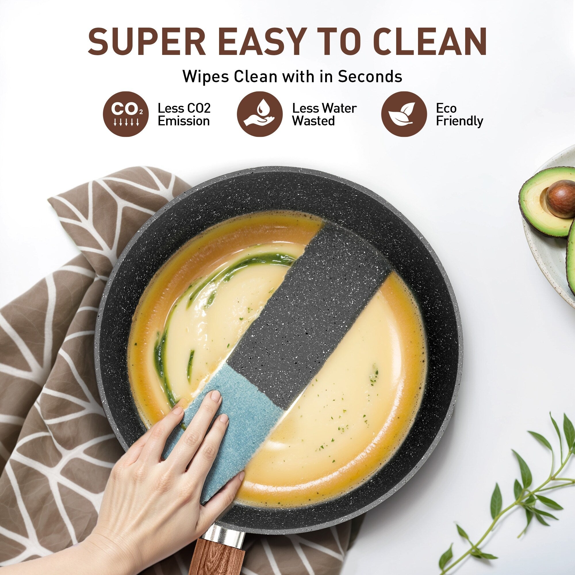 Batterie de cuisine en granit, poêles et casseroles antiadhésives, 12/15/30 pièces