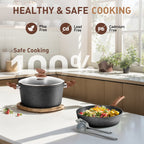 Batterie de cuisine en granit, poêles et casseroles antiadhésives, 12/15/30 pièces