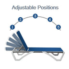 Chaise longue inclinable et réglable Kozyard Alan, pieds entièrement plats en aluminium et résine polypropylène