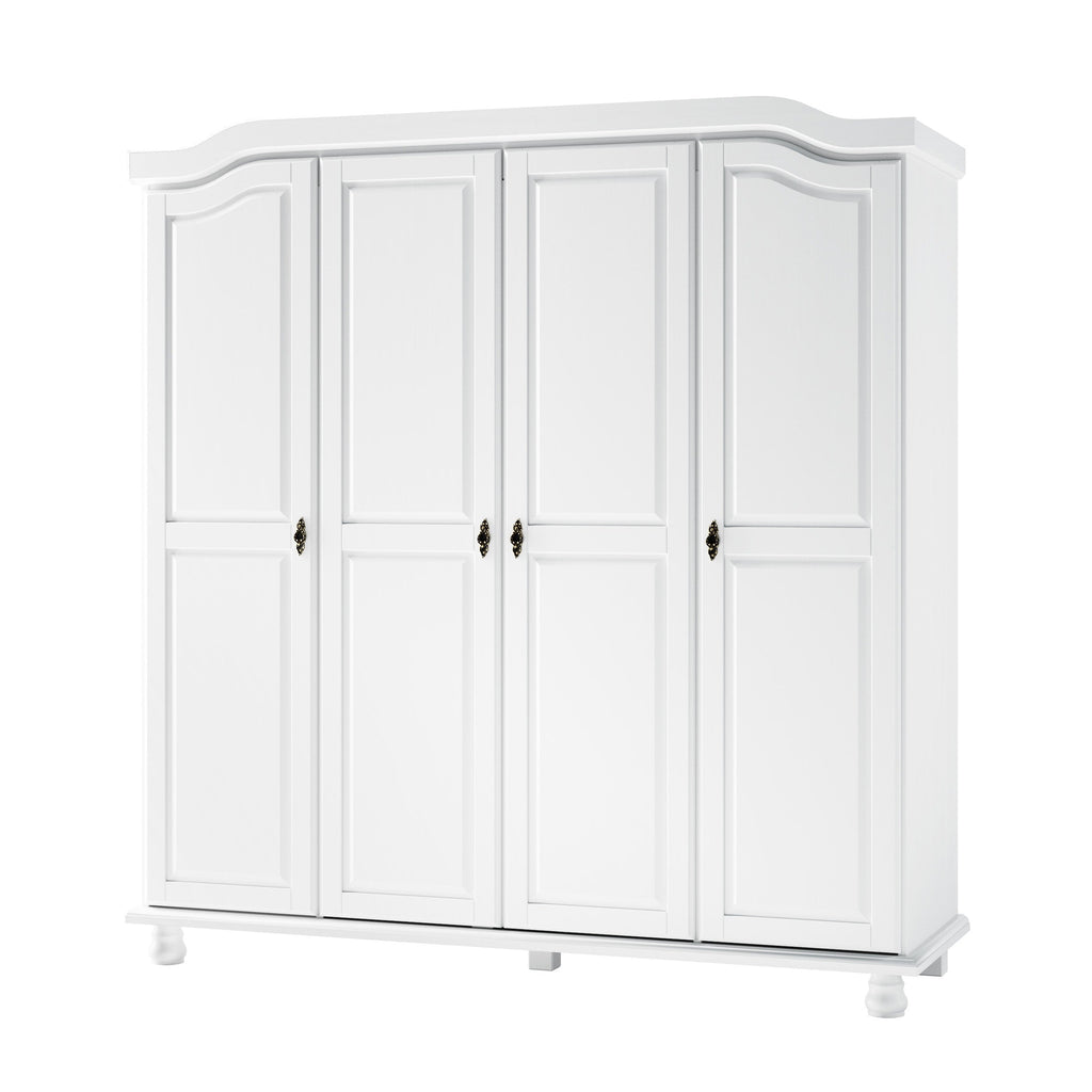 Armoire penderie 4 portes Kyle 100 % bois massif de Palace Imports avec portes en bois massif ou en miroir