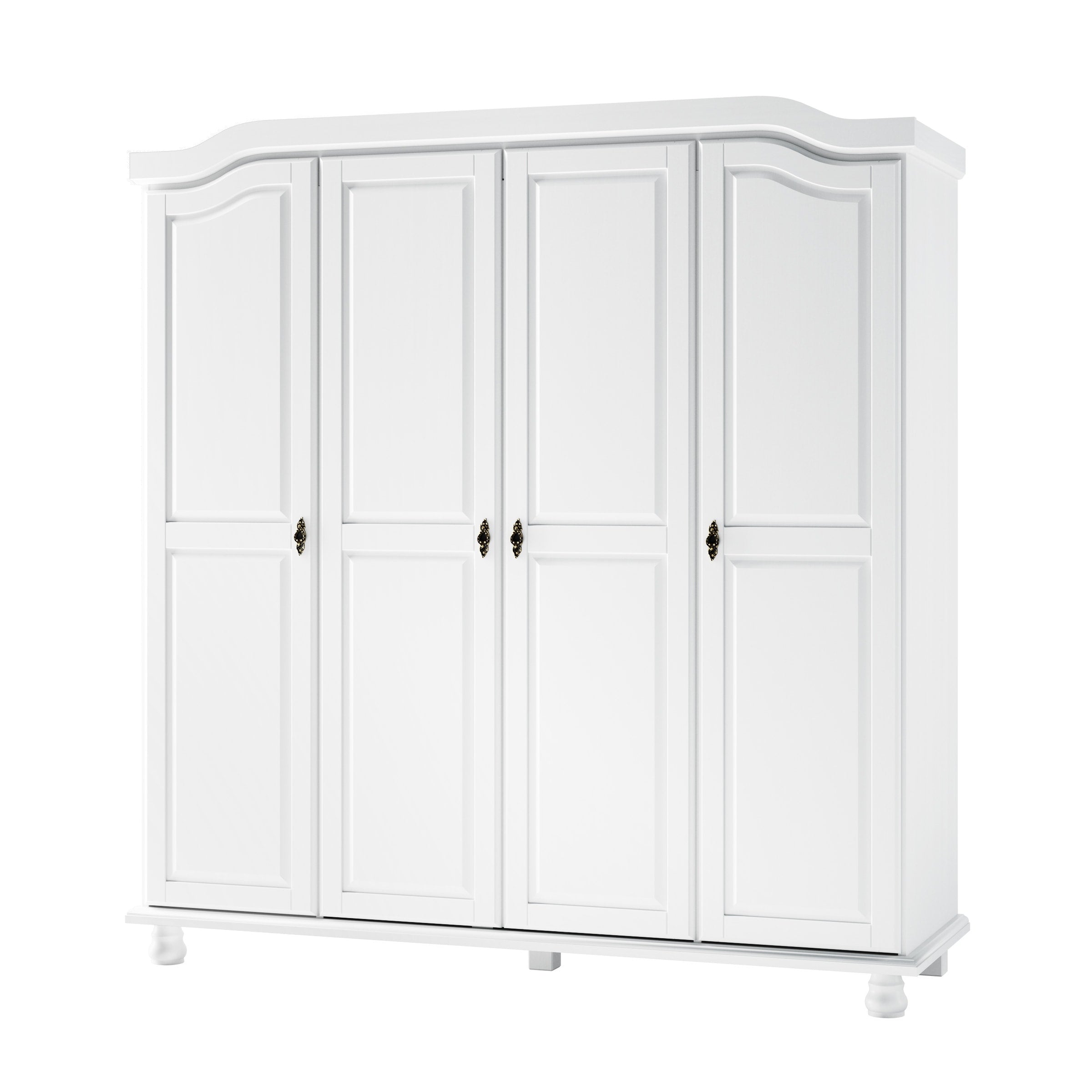 Armoire penderie 4 portes Kyle 100 % bois massif de Palace Imports avec portes en bois massif ou en miroir
