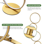 Lampadaire LED moderne à intensité variable, lampe d'angle lumineuse à 3 voies avec 5 anneaux pour salon