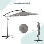 Parasol de terrasse déporté à LED LIVOOSUN de 10 pieds avec base croisée