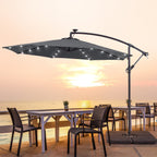 Parasol de terrasse déporté à LED LIVOOSUN de 10 pieds avec base croisée