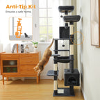 Grande tour pour chat avec griffoirs et coussins, 2 perchoirs rembourrés, double niche et panier