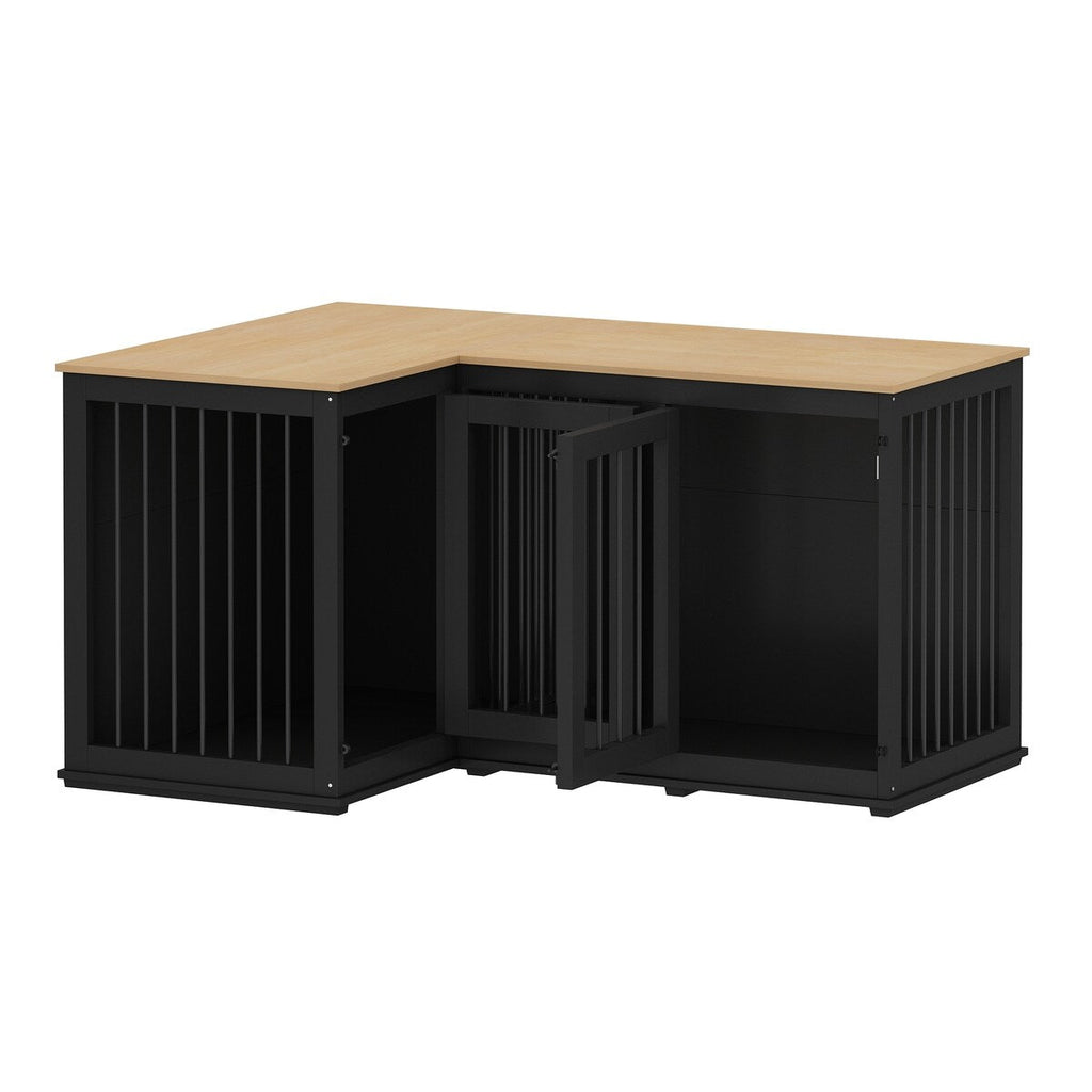 Cage d'angle pour 2 chiens, grande taille, en forme de L, 58,7 x 41,1 cm