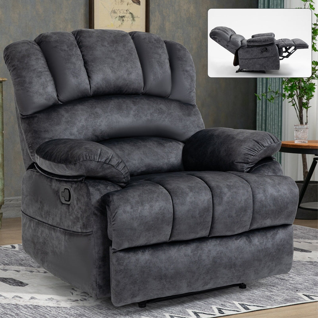 Grand fauteuil inclinable manuel pour adulte, canapé inclinable simple en tissu confortable, fauteuil inclinable rembourré pour salon