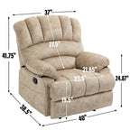 Grand fauteuil inclinable manuel pour adulte, canapé inclinable simple en tissu confortable, fauteuil inclinable rembourré pour salon