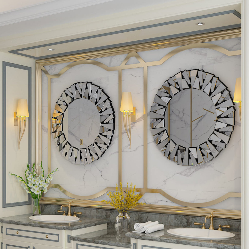 Grands miroirs décoratifs ronds, miroirs muraux en verre artistique, miroirs d'appoint - 32 po L x 32 po H