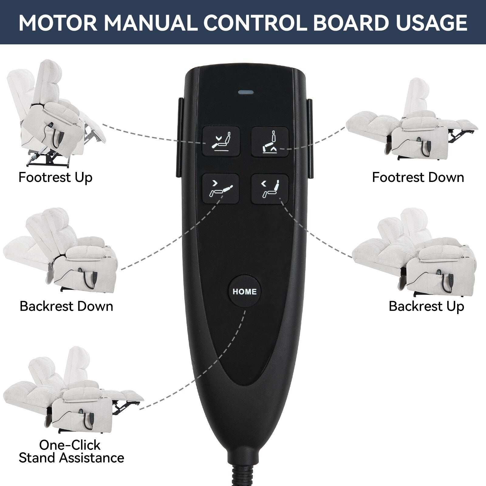 Fauteuil inclinable électrique Lazy Boy à double moteur en chenille avec massage et chauffage lombaire, deux porte-gobelets, gris-bleu