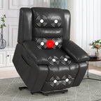 Fauteuil inclinable releveur en cuir avec double moteur, fauteuils inclinables électriques surdimensionnés avec chauffage et massage électrique