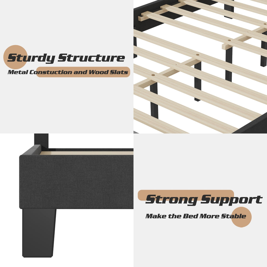 Cadre de lit plateforme rembourré réglable Lifezone Queen Size