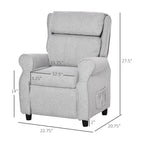 Fauteuil inclinable manuel rembourré gris clair pour enfants de 3 à 5 ans avec repose-pieds et 2 poches latérales