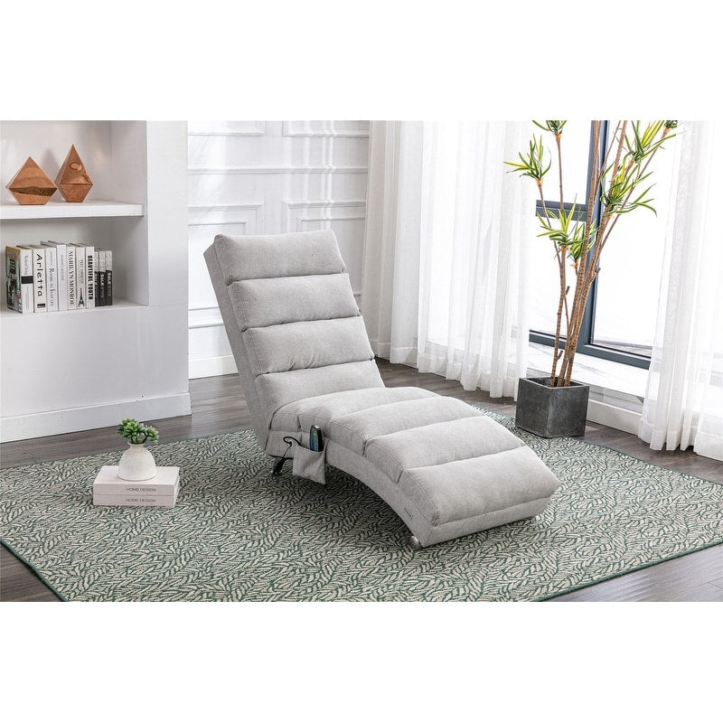 Fauteuil de massage inclinable en lin Intérieur avec télécommande, fauteuil de massage électrique ergonomique, 5 modes