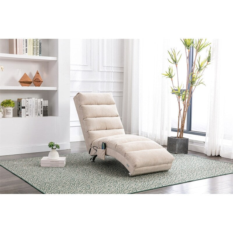 Fauteuil de massage inclinable en lin Intérieur avec télécommande, fauteuil de massage électrique ergonomique, 5 modes