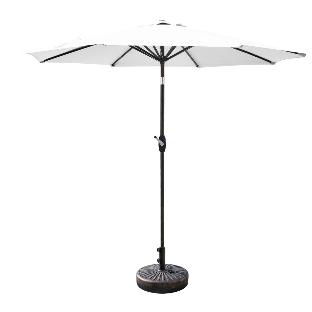 Parasol de patio Lopes de 9 pieds avec base en finition bronze et support de poids inclus