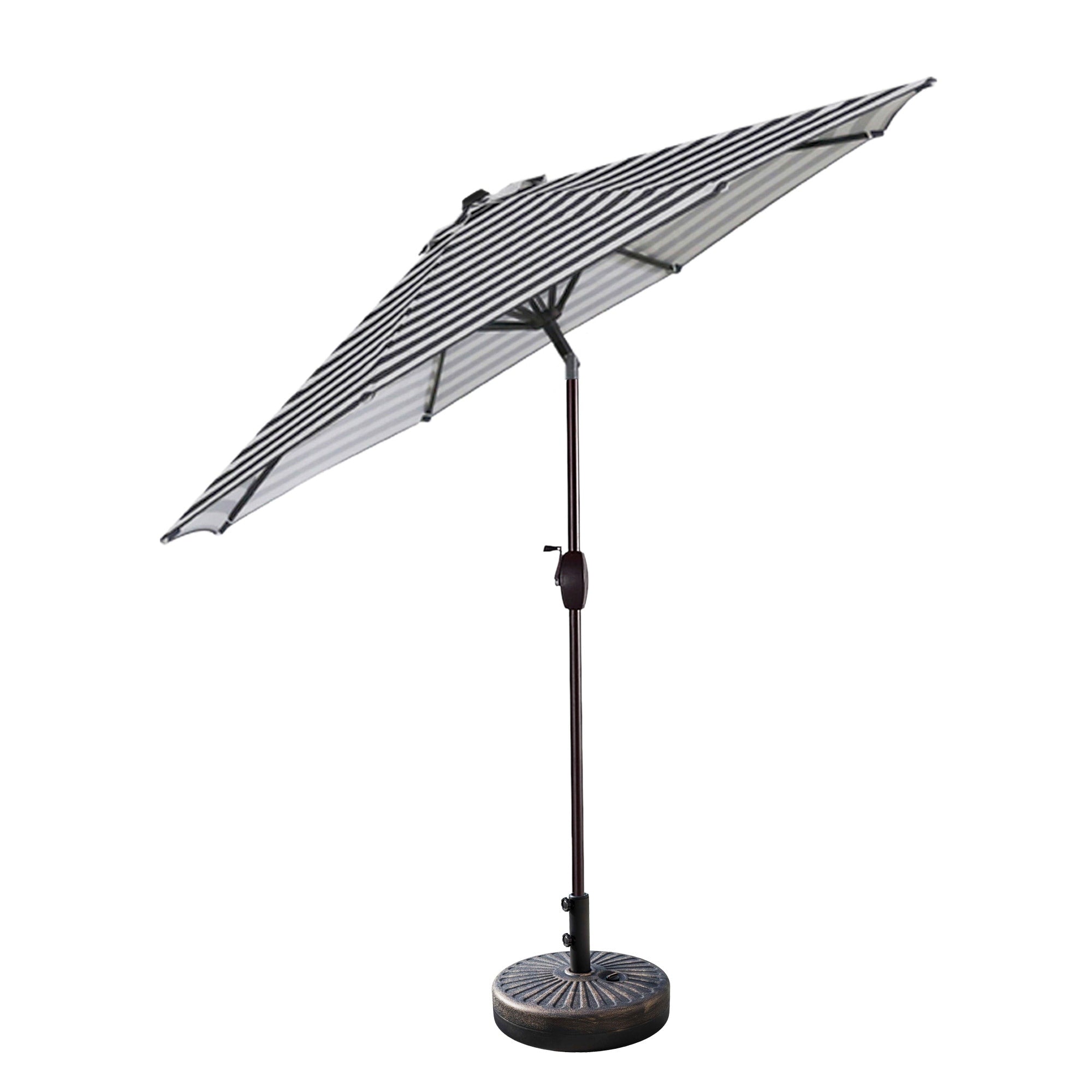 Parasol de patio Lopes de 9 pieds avec base en finition bronze et support de poids inclus