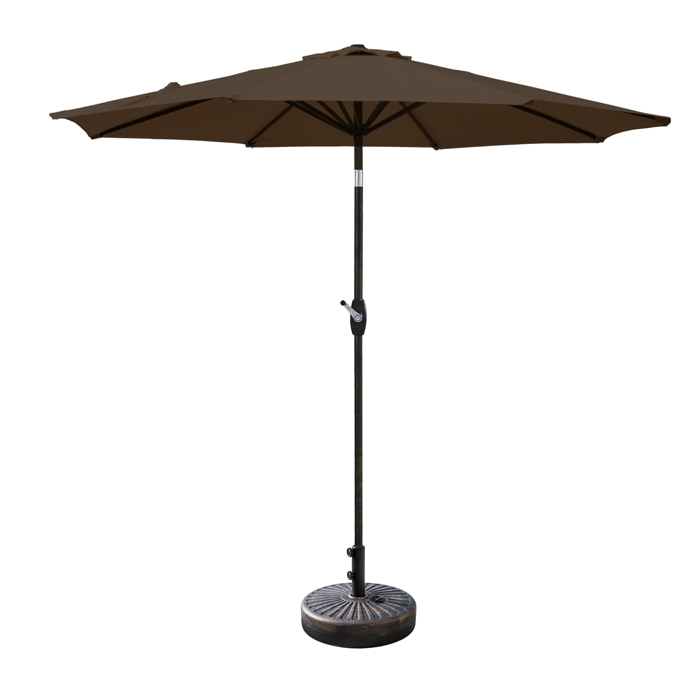 Parasol de patio Lopes de 9 pieds avec base en finition bronze et support de poids inclus