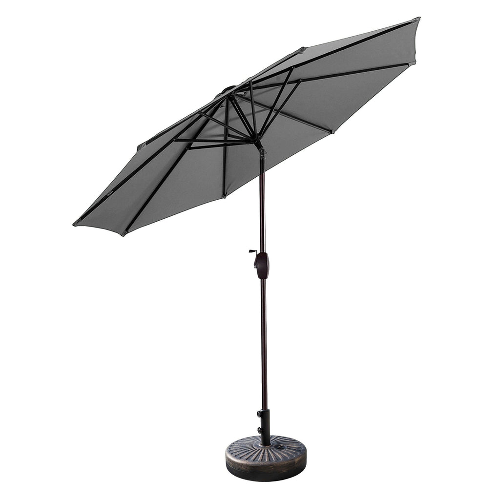 Parasol de patio Lopes de 9 pieds avec base en finition bronze et support de poids inclus