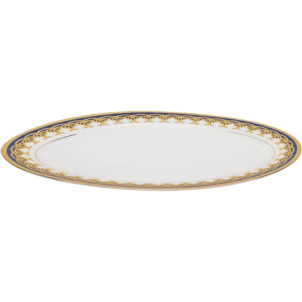 Service de table en porcelaine 57 pièces aux accents dorés et bleus de Lorren Home Trends