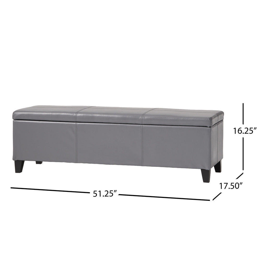 Banc de rangement en similicuir Lucinda par Christopher Knight Home - 51,25 L x 17,50 l x 16,25 H