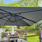 MAISON ARTS Parasol déporté hydraulique automatique de 12 pieds avec mât en aluminium et rotation à 360 degrés