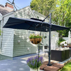 MAISON ARTS Parasol déporté hydraulique automatique de 12 pieds avec mât en aluminium et rotation à 360 degrés