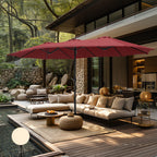 Parasol double extra large de 15 pieds pour patio double face de MAISON ARTS avec base incluse