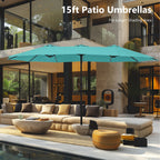 Parasol double extra large de 15 pieds pour patio double face de MAISON ARTS avec base incluse