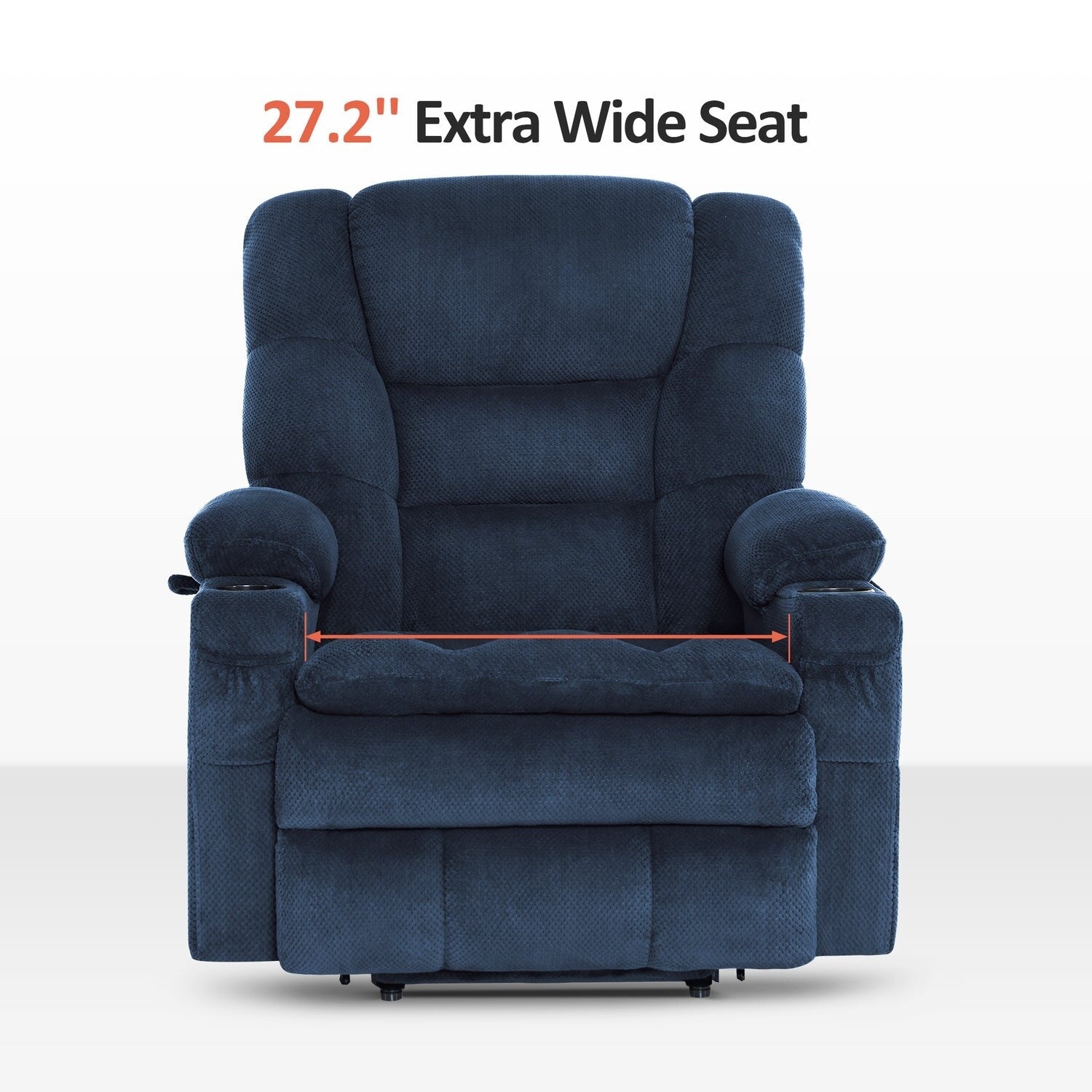 Fauteuil inclinable électrique à double moteur MCombo, grand format, avec massage et double chauffage, pour personnes âgées de grande taille, tissu R7635