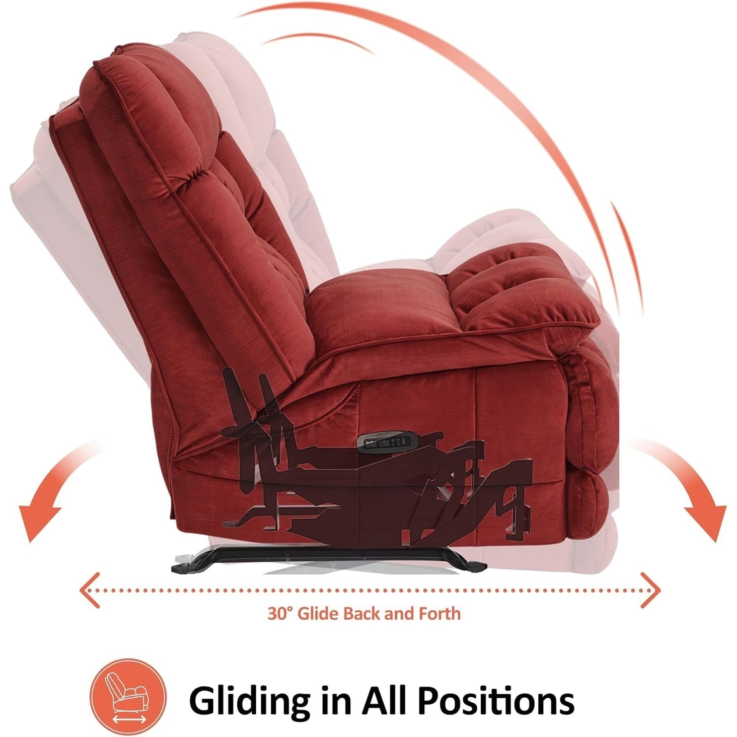 Fauteuil inclinable à bascule électrique surdimensionné MCombo à double moteur, sans accoudoirs, idéal pour le salon, tissu PR607