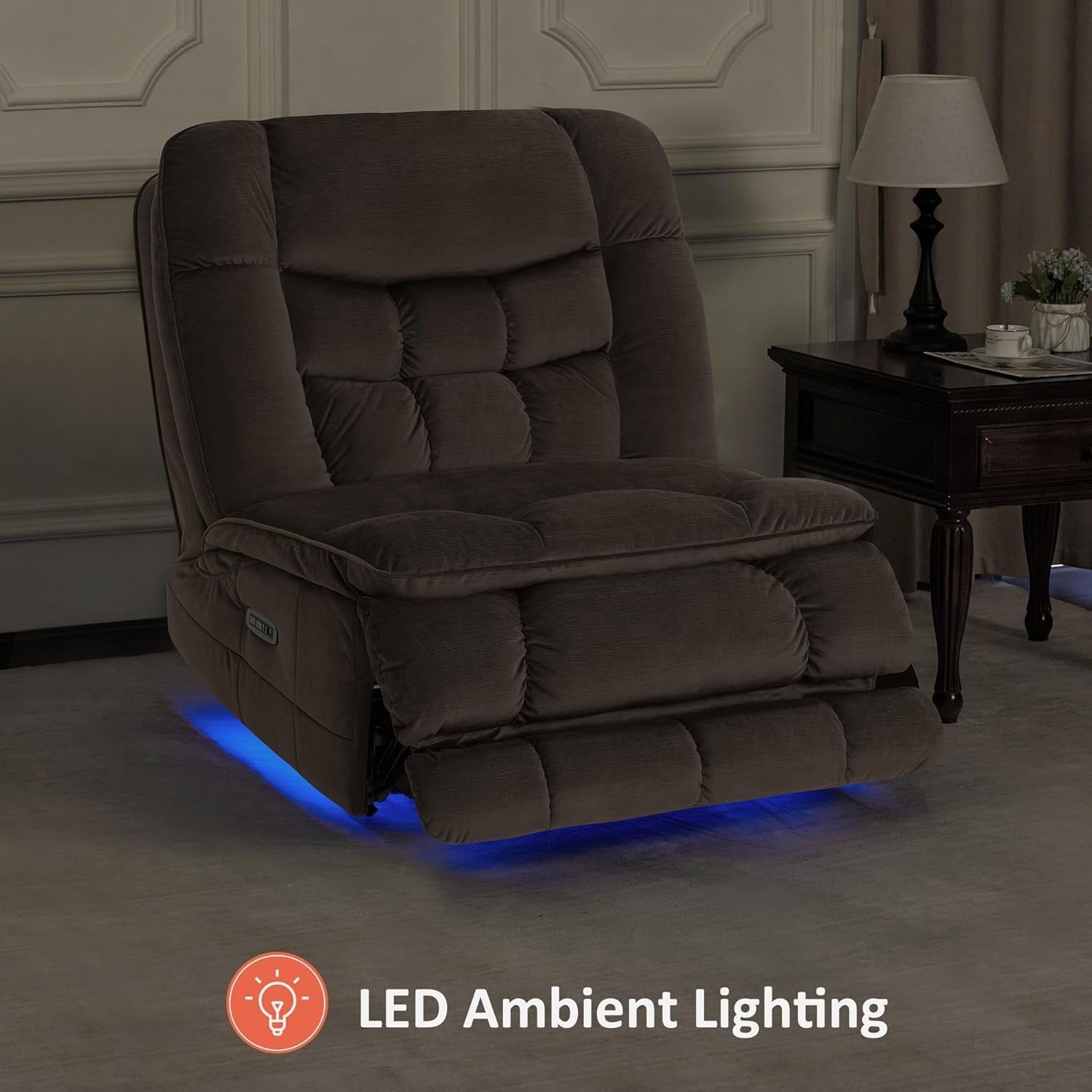 Fauteuil inclinable à bascule électrique surdimensionné MCombo à double moteur, sans accoudoirs, idéal pour le salon, tissu PR607