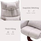 Ensemble de 2 fauteuils inclinables pivotants avec pouf et coussin de nuque, tissu chenille