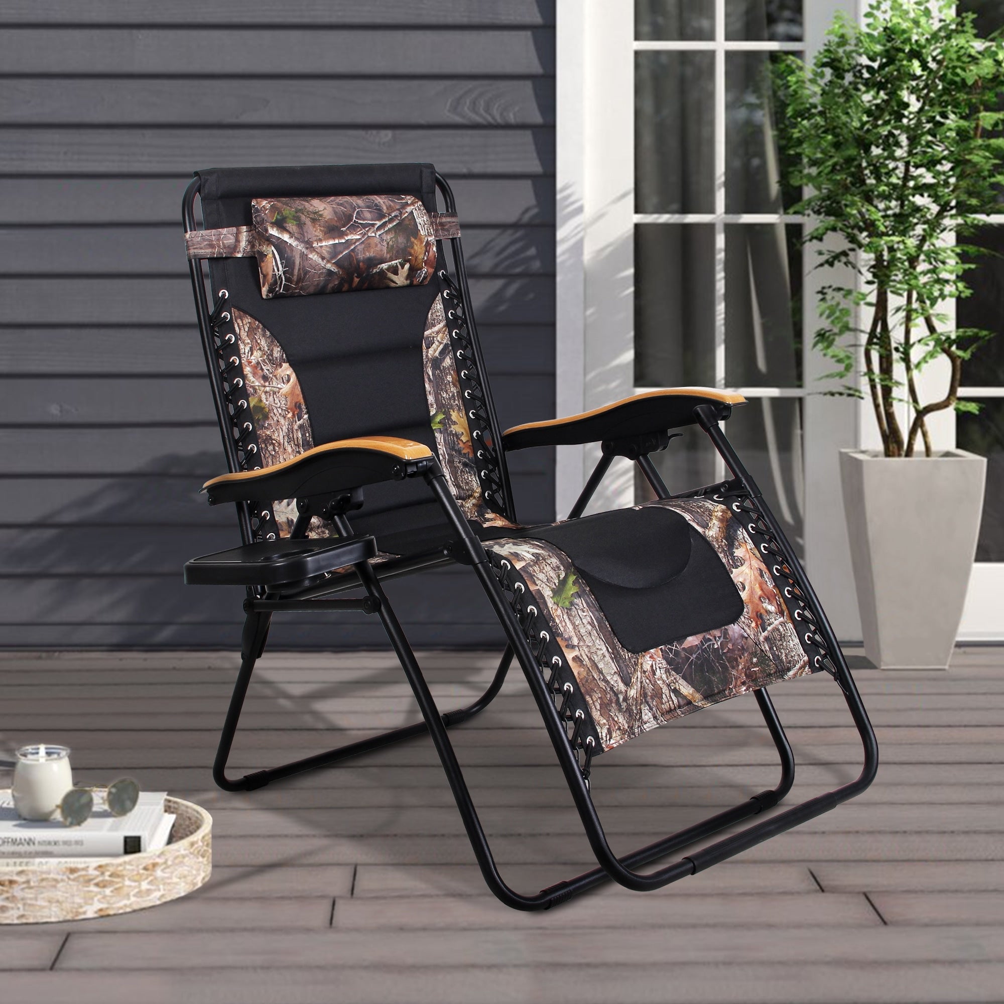 Fauteuil de salon surdimensionné XL rembourré à gravité zéro, accoudoirs larges, inclinable et réglable avec porte-gobelet - N/A