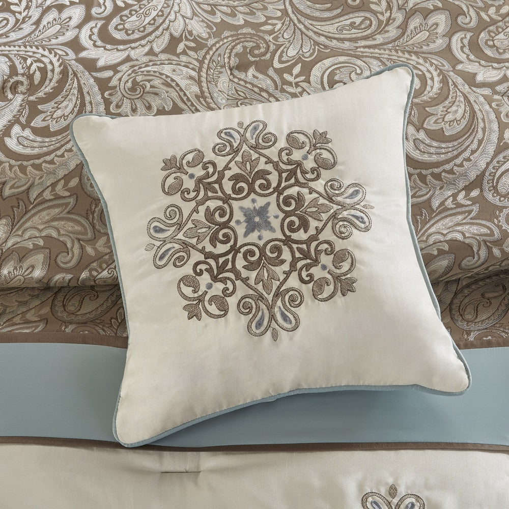 Ensemble de couette 7 pièces Madison Park Lorraine Blue Jacquard