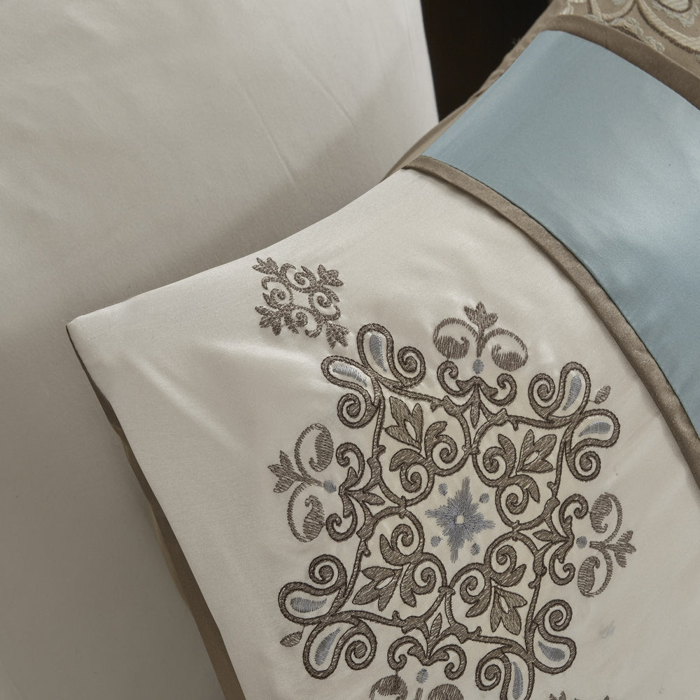 Ensemble de couette 7 pièces Madison Park Lorraine Blue Jacquard
