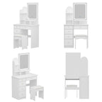 Coiffeuse avec table et tabouret, miroir et éclairage LED